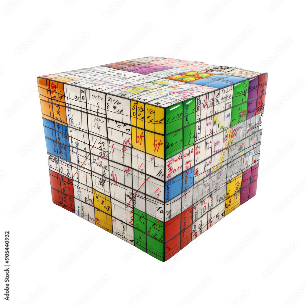 Fototapeta premium A cube with a lot of numbers on it