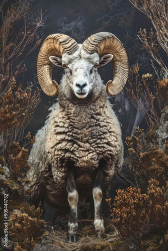 Striking Portrait of an American Blackbelly Sheep photo