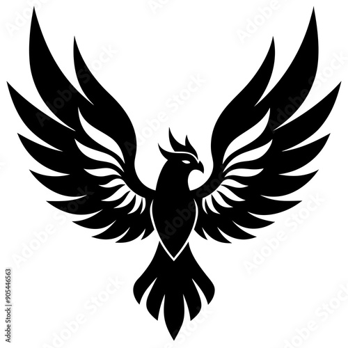 Bird with ablaze wings vector silhouette