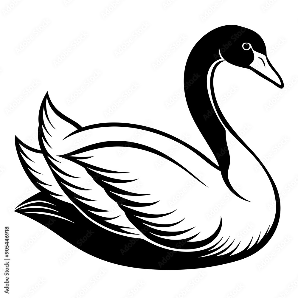 Mute swan vector silhouette Mute swan vector silhouette