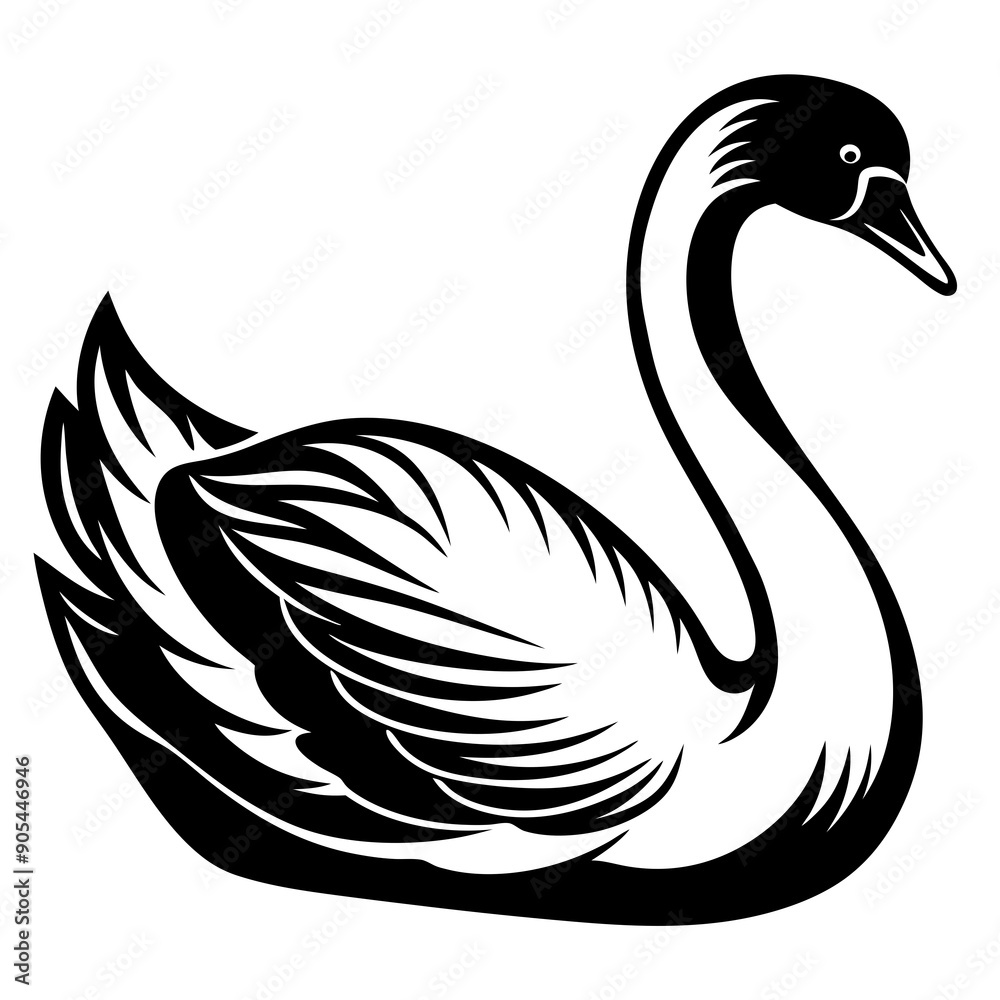 Mute swan vector silhouette Mute swan vector silhouette
