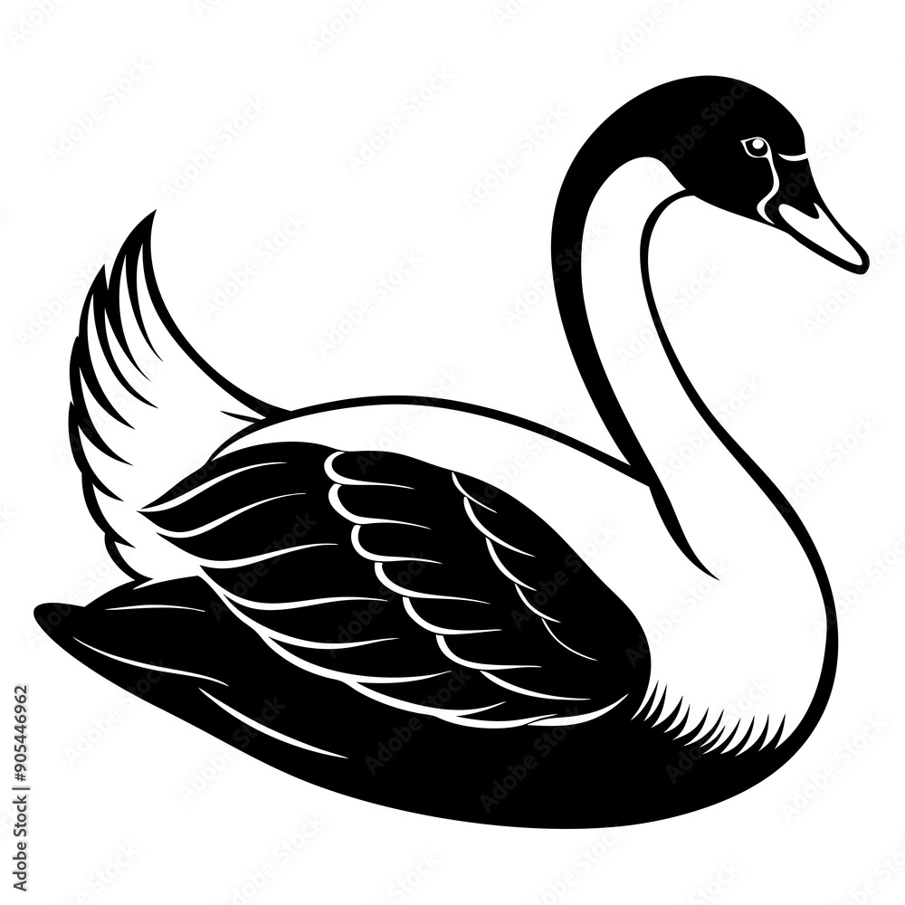 Mute swan vector silhouette Mute swan vector silhouette