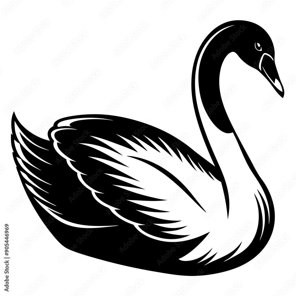 Mute swan vector silhouette Mute swan vector silhouette