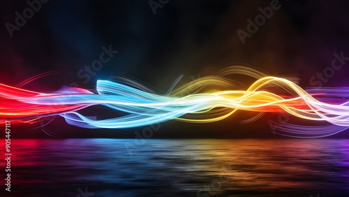 Lively conceptual light streaks red, blue, yellow, and purple, getting across a dull foundation
