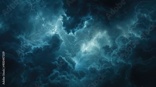 Dark clouds and lightning in the sky, dark background