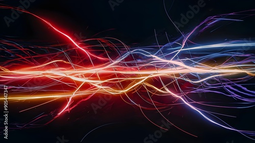 Lively conceptual light streaks red, blue, yellow, and purple, getting across a dull pattern