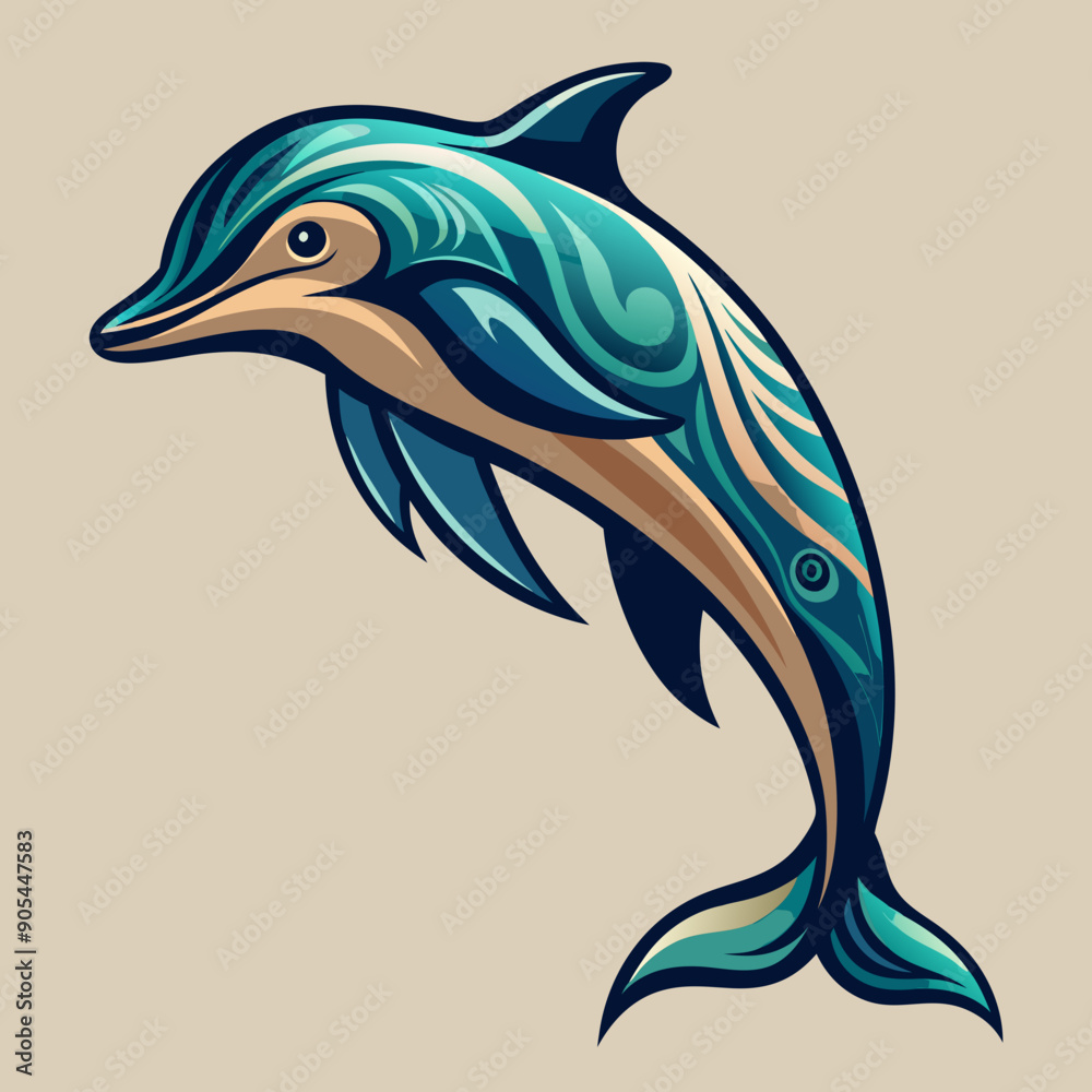 Fototapeta premium Dolphin tattoo best style white background