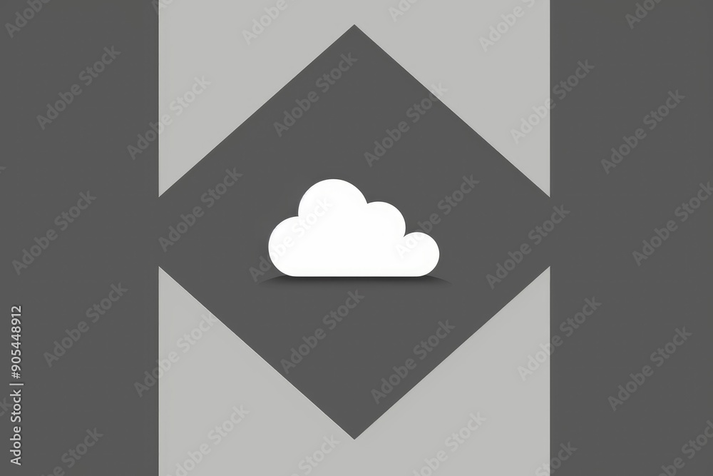 Simple Cloud Icon on a Gray Geometric Background Simple Cloud Icon on a Gray Geometric Background