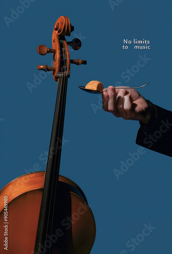 A poster for the movement, depicting an anthropomorphic violin with human hands playing it while eating ice cream on a spoon, words say 