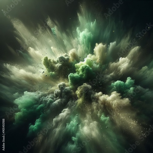 17 31 Abstract green powder fog dispersing softly and ethereally photo