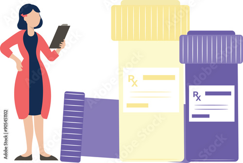 Girl looking at prescription for RX medicine.