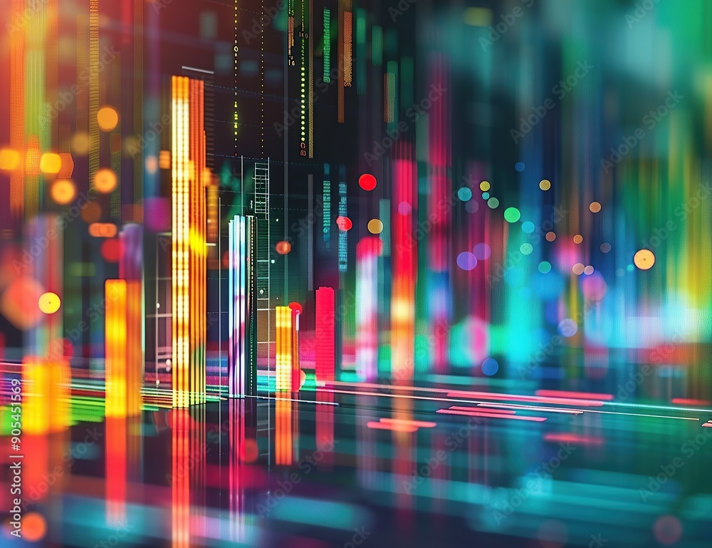 A colorful bar graph with various bars representing different data points A colorful bar graph with various bars representing different data points