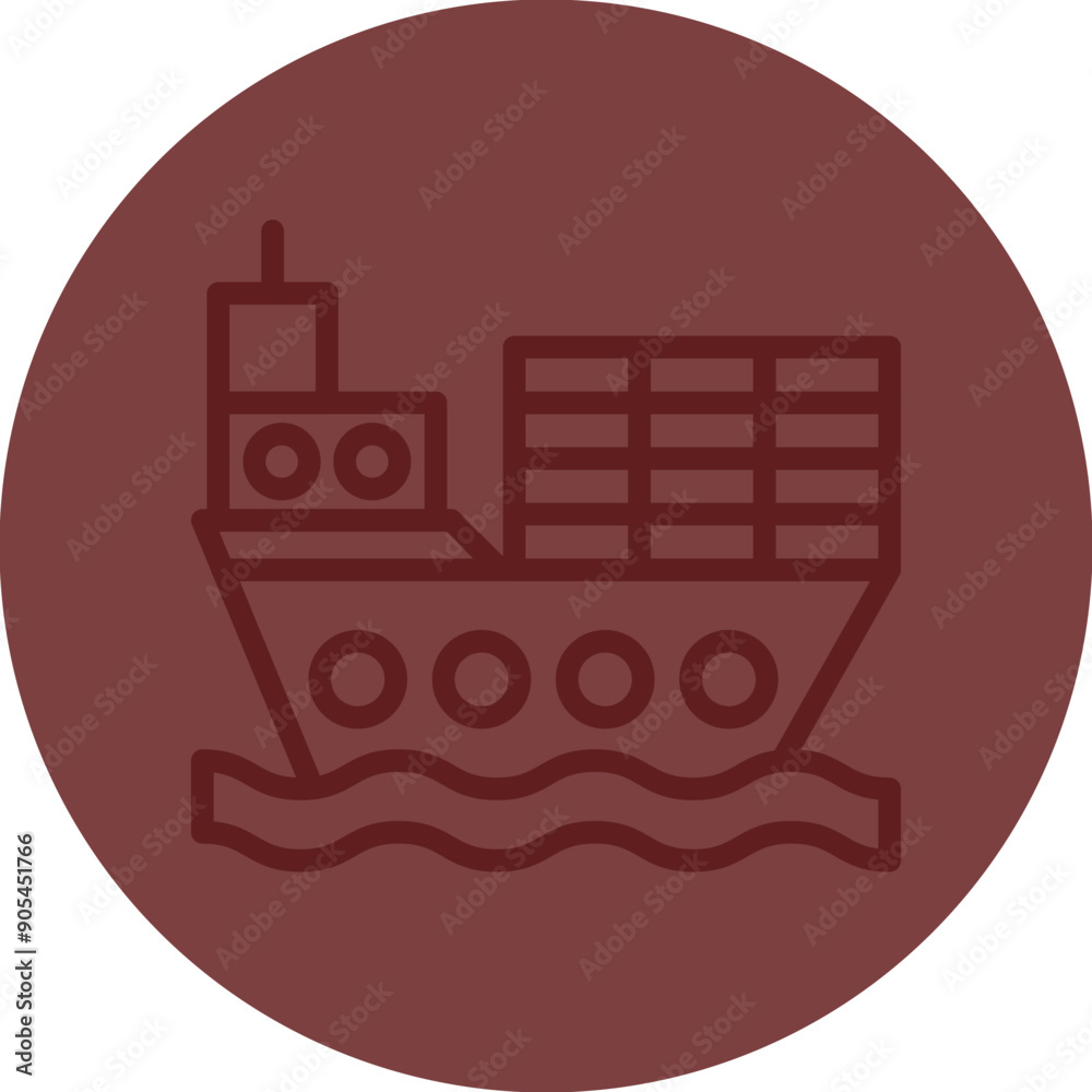 Cargo Ship Vector Line Maroon Circle Maroon Cargo Ship Vector Line Maroon Circle Maroon