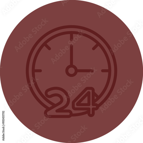 Hours Vector Line Maroon Circle Maroon
