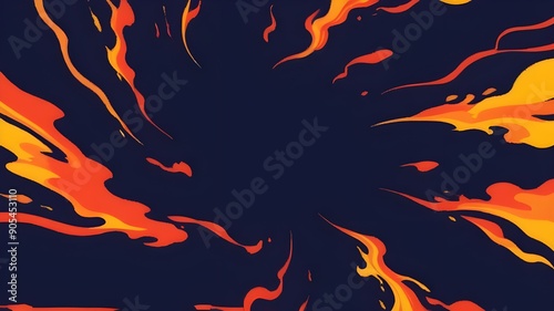 Fire flames on black background.