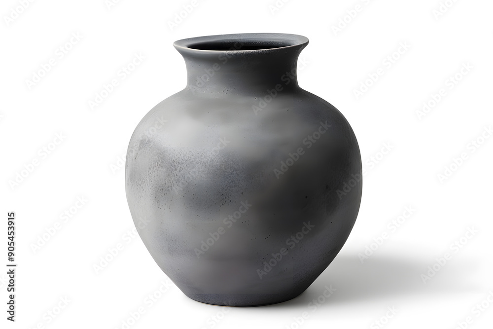 Grey ceramic vase isolated on white background