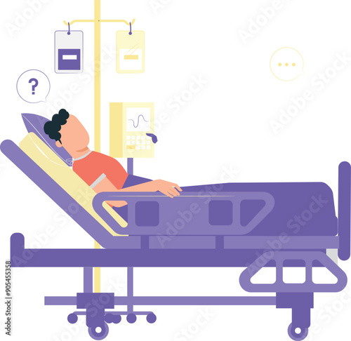 The patient is in a hospital bed.