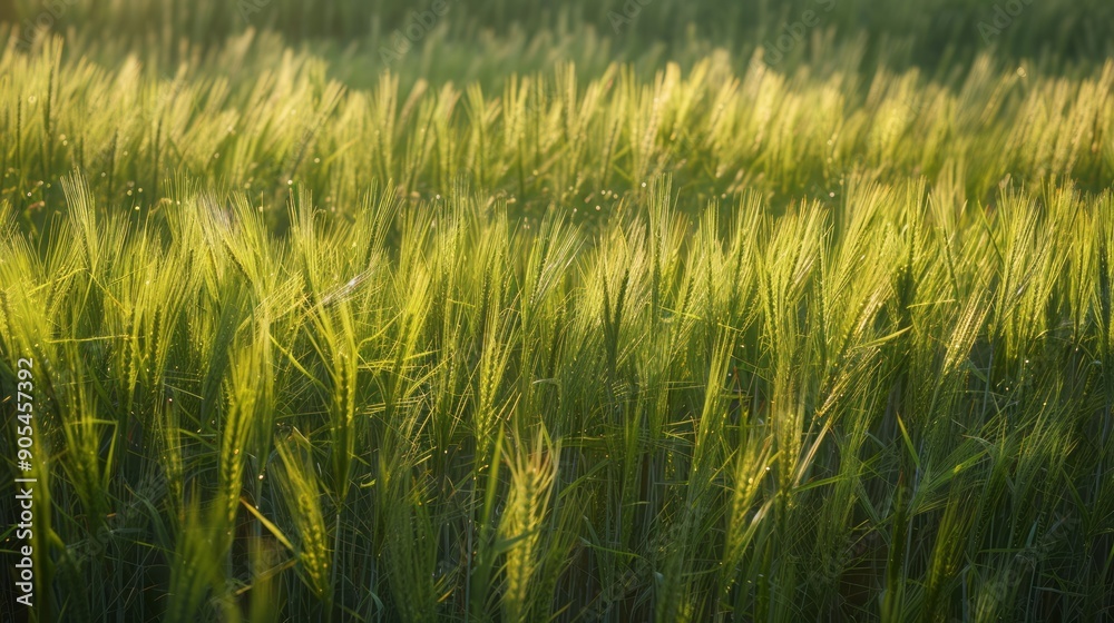 Golden field of grain at sunset. Backlit by a golden sunset, a lush field of grain sways gently in the evening breeze, showcasing the beauty of agriculture and nature. Golden field of grain at sunset. Backlit by a golden sunset, a lush field of grain sways gently in the evening breeze, showcasing the beauty of agriculture and nature.