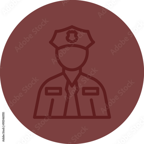 Police Vector Line Maroon Circle Maroon