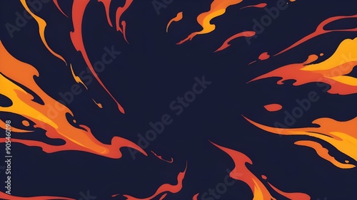 Fire flames on black background.