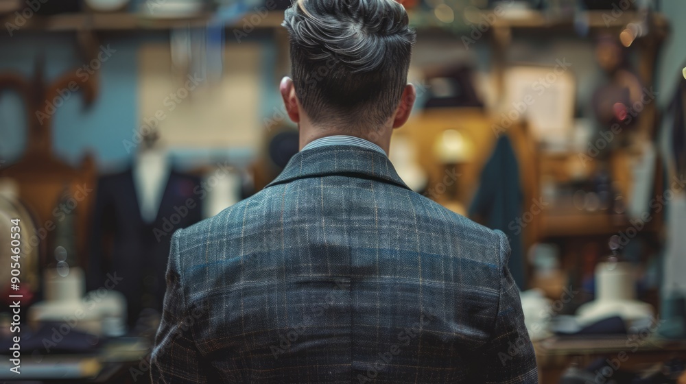 Fototapeta premium Tailor sewing room background generative ai