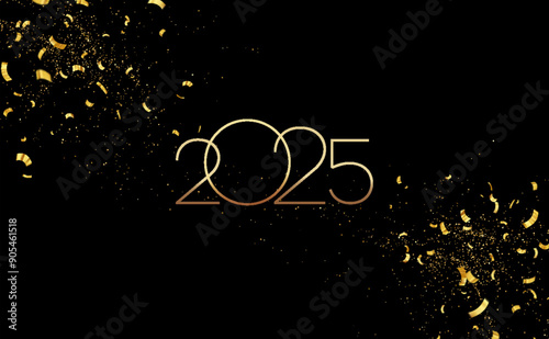 2025 New Year Abstract shiny color gold design element