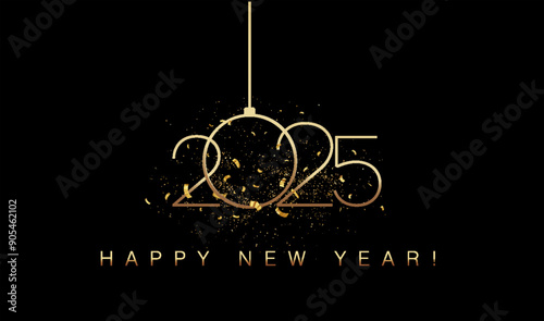 2025 New Year Abstract shiny color gold design element