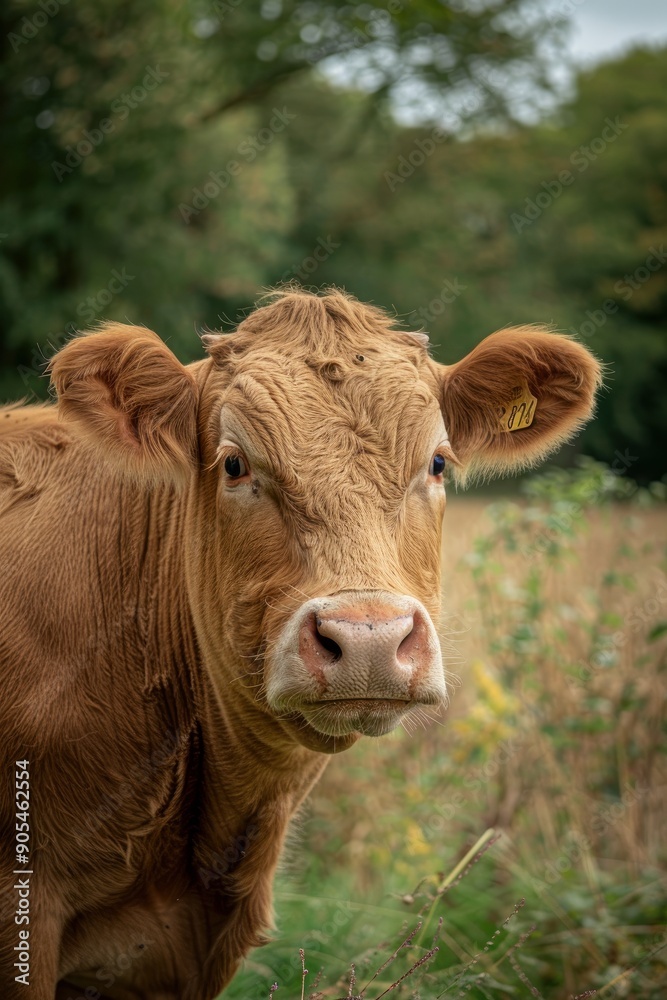 Close-Up Portrait of a Limousin Cow with Tousled Hair Close-Up Portrait of a Limousin Cow with Tousled Hair