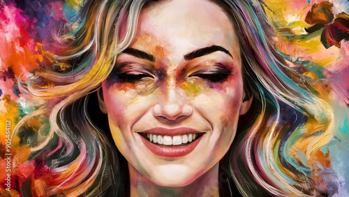 Close-up hypothetical imaginative creation portrayal of woman with vivacious tones