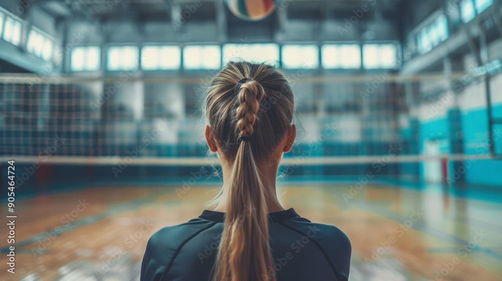 Volleyball player, background of a court generative ai Volleyball player, background of a court generative ai