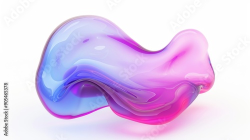 3d render of abstract gradient colorful fluids drop, soap bubble, blob that floating on the air isolated on white background