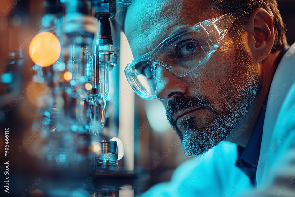 Photograph of a Scientist in a Laboratory: A scientist conducting experiments with advanced equipment. Photograph of a Scientist in a Laboratory: A scientist conducting experiments with advanced equipment.