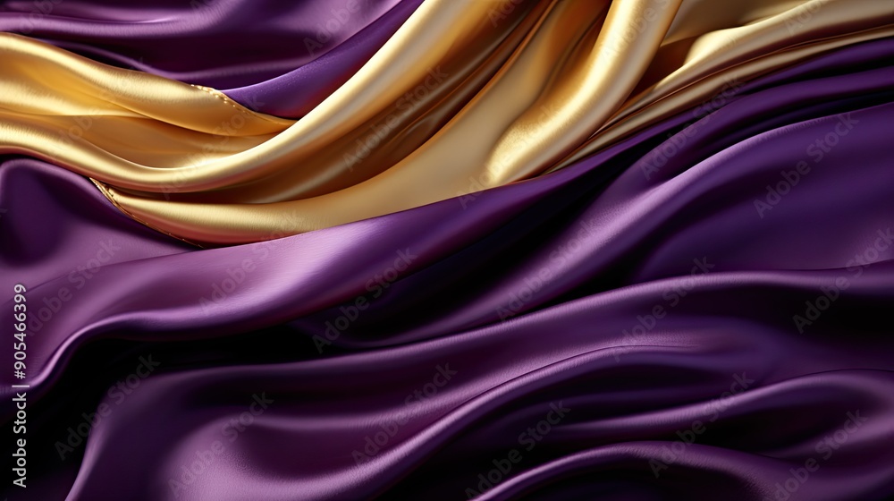 Obraz premium Abstract Background with 3D Wave Bright Gold and Purple Gradient 