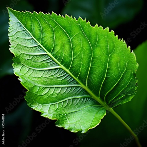 verdant green leaf with a subtle gradient adding depth and dimen photo