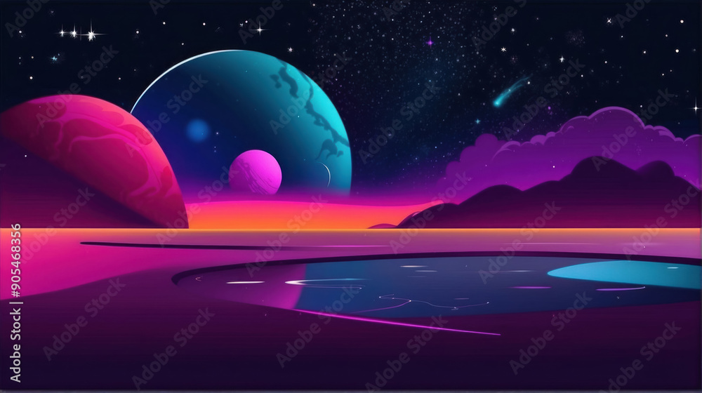 Abstract minimalist image of space with futuristic shapes and colors, creating a feeling of infinity Abstract minimalist image of space with futuristic shapes and colors, creating a feeling of infinity