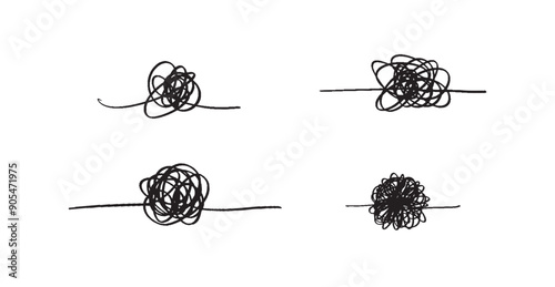 Random scribble shapes. Collection of chaotic hand-drawn doodles. Vector illustration for artistic designs.