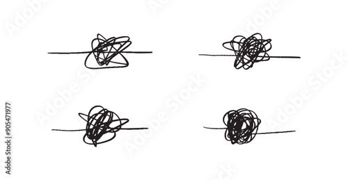 Random scribble shapes. Collection of chaotic hand-drawn doodles. Vector illustration for artistic designs.