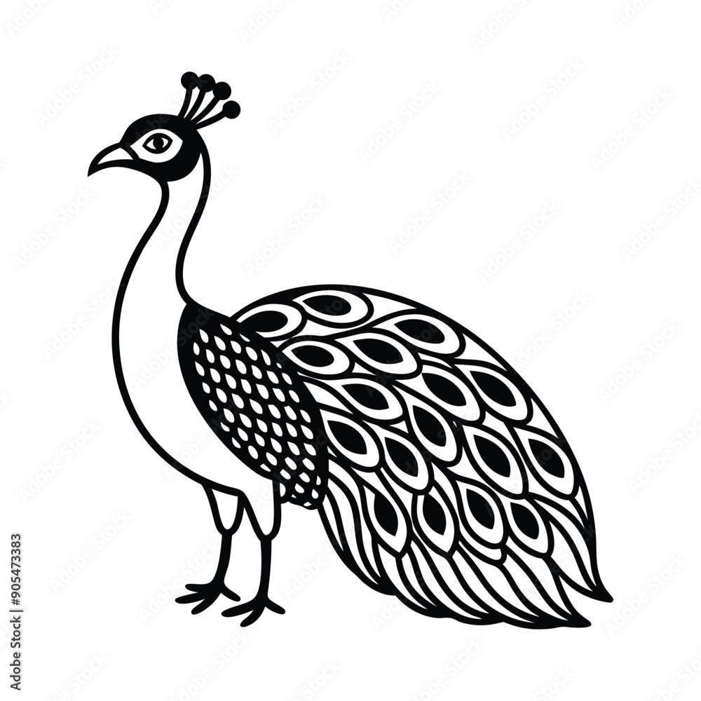 Fototapeta premium a silhouette of a peacock illustration