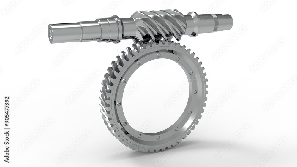 3D rendering - worm gear assembly