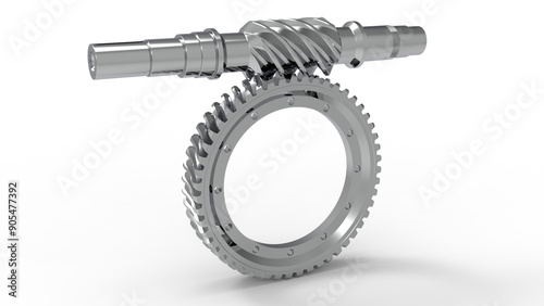 Obraz na płótnie 3D rendering - worm gear assembly w salonie