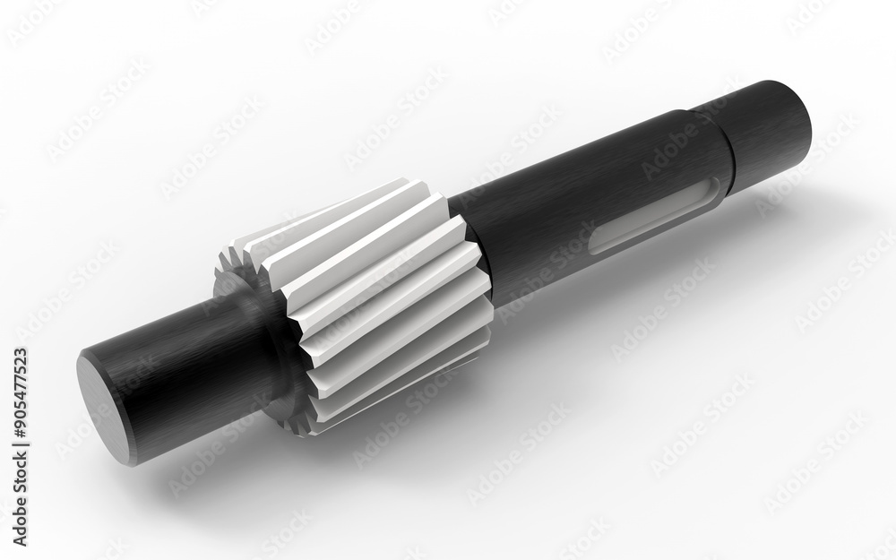 3D rendering - gear position on shaft
