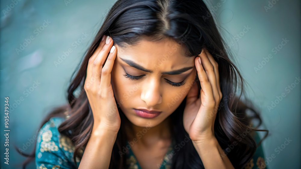 Depressed and Frustrated Young Indian Woman Suffering from Headache and Migraine: Causes, Symptoms, and Solutions Depressed and Frustrated Young Indian Woman Suffering from Headache and Migraine: Causes, Symptoms, and Solutions