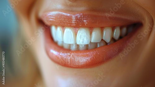 Bright Smile of a Woman With Perfectly Aligned Teeth and Glossy Lips at a Natural Light Setting