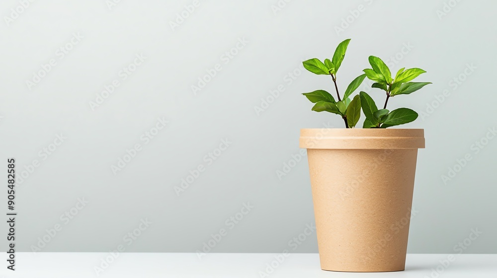 A minimalist plant in a clay pot, symbolizing growth and tranquility in a serene indoor environment. A minimalist plant in a clay pot, symbolizing growth and tranquility in a serene indoor environment.