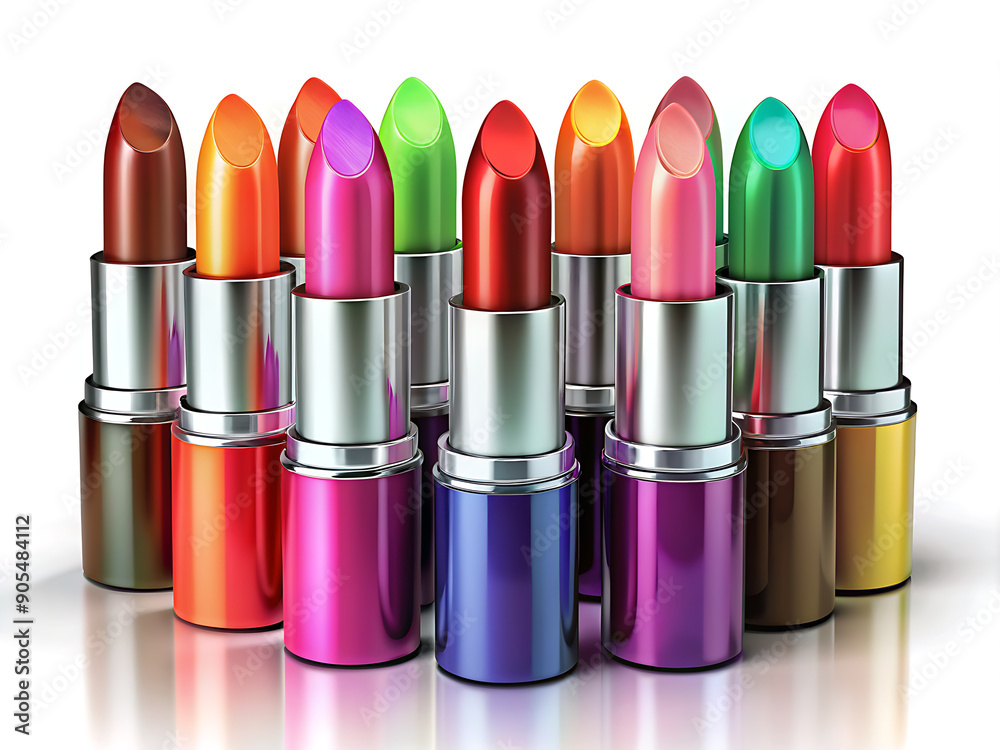 Set of colored lipsticks isolated on a white background. Set of colored lipsticks isolated on a white background.