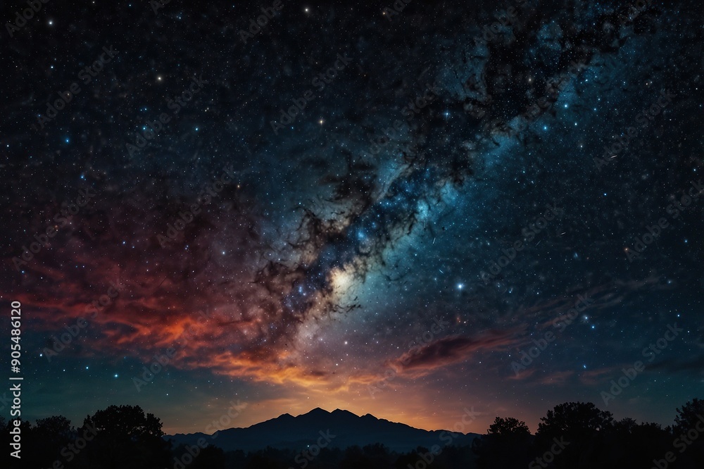 Sky with stars and galaxies in vibrant hues for Day of the Dead background Sky with stars and galaxies in vibrant hues for Day of the Dead background