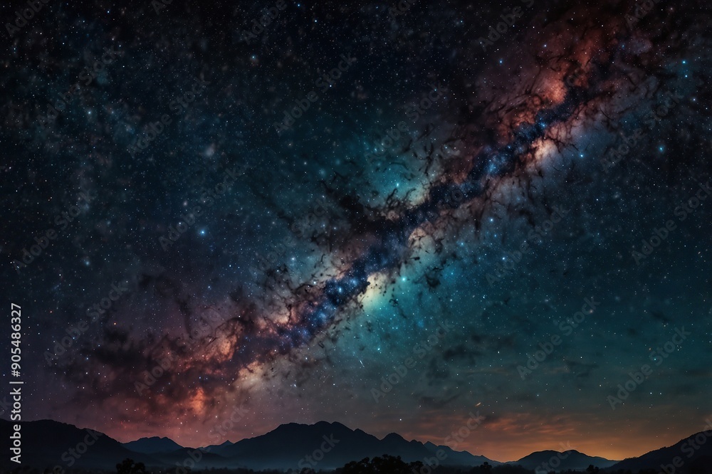 Sky with stars and galaxies in vibrant hues for Day of the Dead background Sky with stars and galaxies in vibrant hues for Day of the Dead background