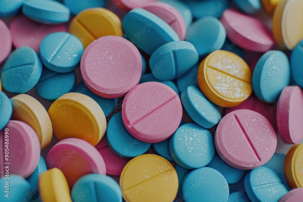 pills and capsules close up image, different color pills and capsules close up image, different color
