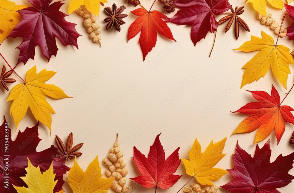 Autumn seasonal background frame with falling autumn leaves and room for text. illustration Autumn seasonal background frame with falling autumn leaves and room for text. illustration