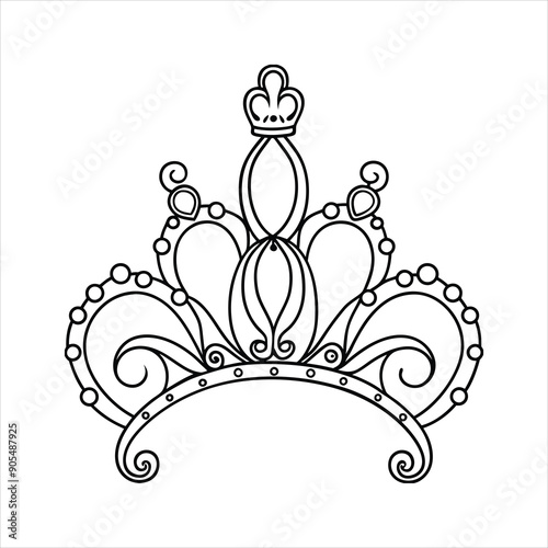 A fancy tiara fit for a princess line art vector